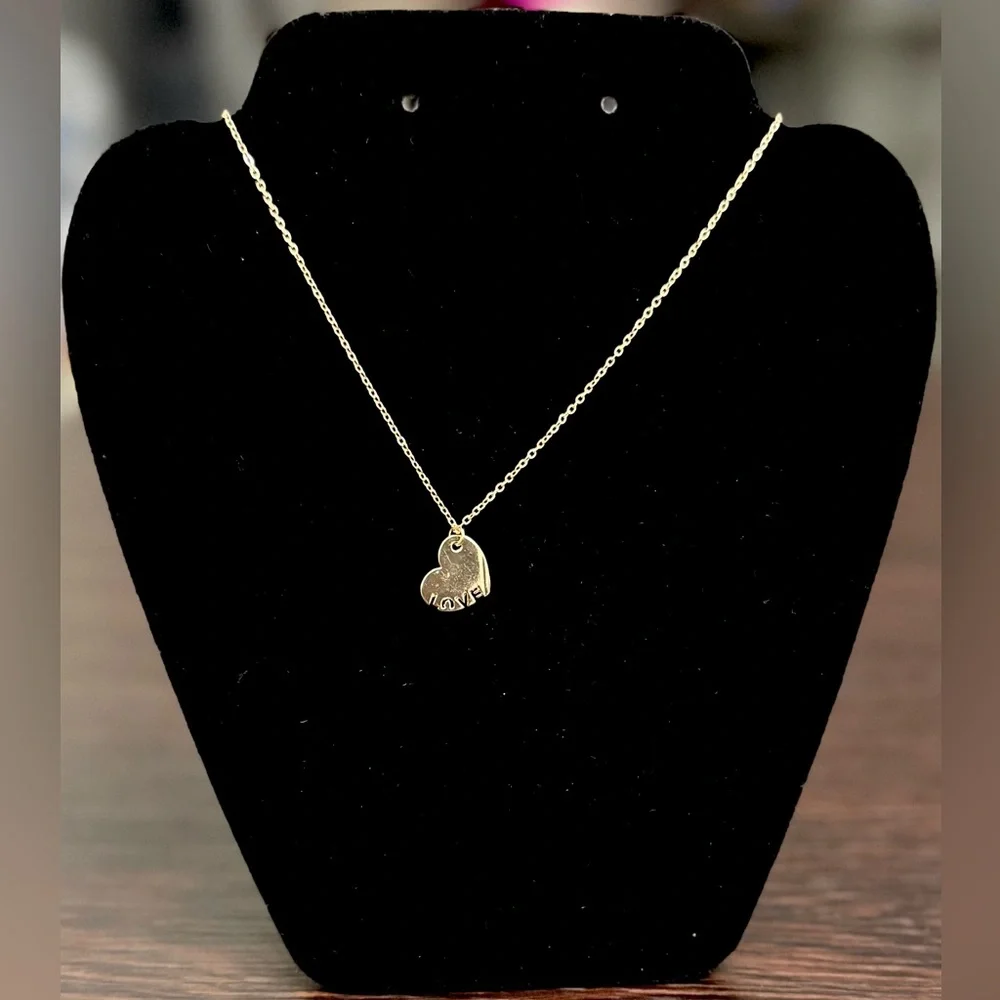 Melody “Love” Heart Pendant Necklace – Gold or Silver - Picture 2 of 6